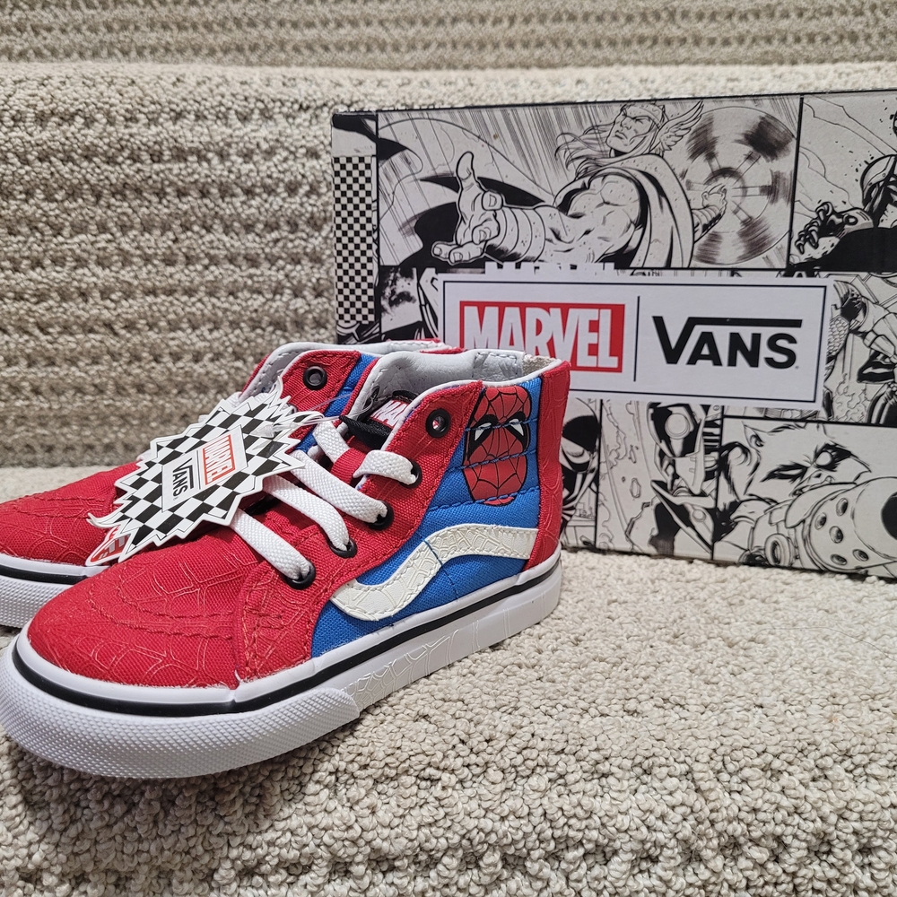Marvel Vans Red and Blue High-Top Sneakers